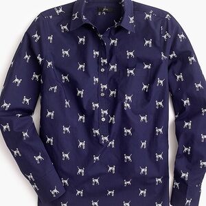 J. Crew Navy Classic popover in dalmatians print